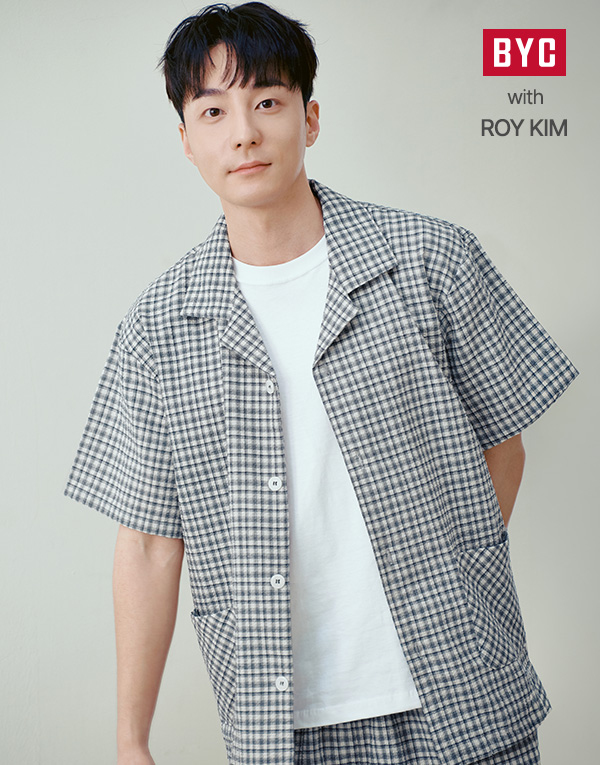 시어서커 반팔잠옷세트: 홈웨어 범위를 보여 주는 공식 판매 이미지. BYC 시어서커 반팔잠옷세트 제품 이미지