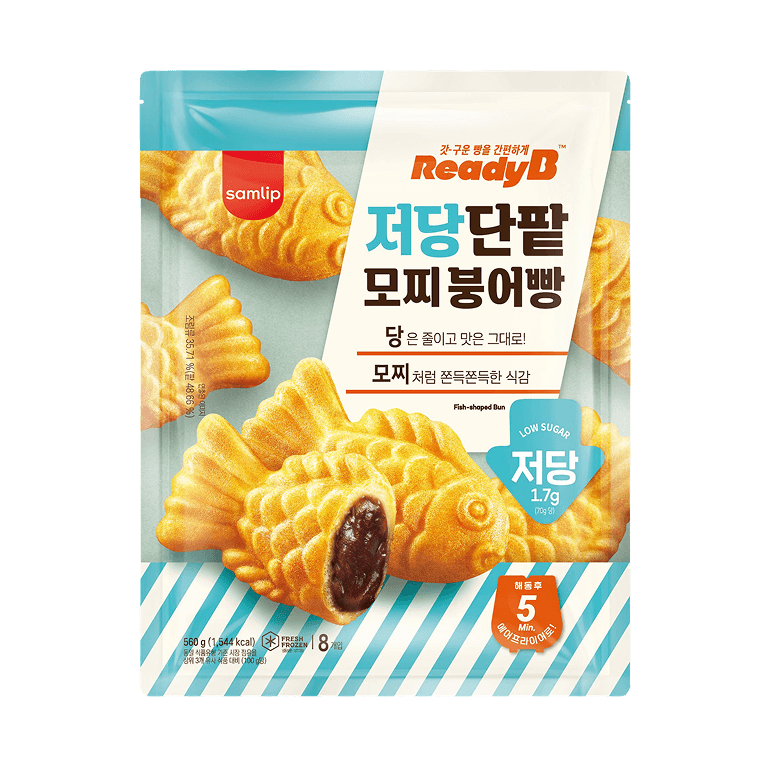 저당 단팥 모찌 붕어빵이 인쇄된 레디비 냉동식품 포장