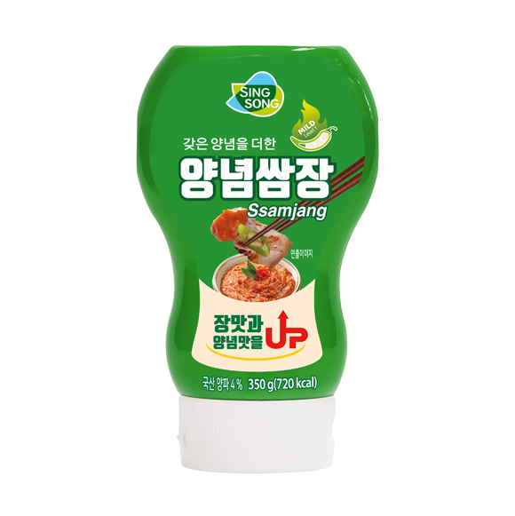 신송 양념쌈장 튜브 제품 신송 로고가 있는 초록색 양념쌈장 350g 튜브