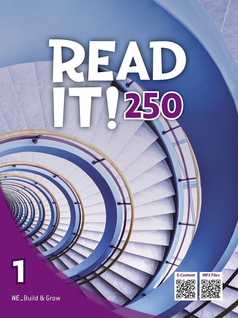 Read It! 250 1 영어 읽기 교재 표지 나선형 계단 사진을 표지로 사용한 영어 읽기 교재 Read It! 250 1