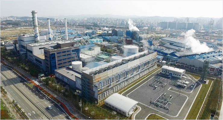 DS POWER 집단에너지 시설 도로와 설비 구역을 포함한 집단에너지 발전 시설 항공 전경