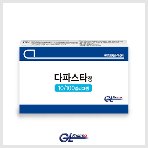 전문의약품 ‘다파스타정 10/100밀리그램’ 제품 패키지 지엘파마 다파스타정 10/100밀리그램 제품 상자