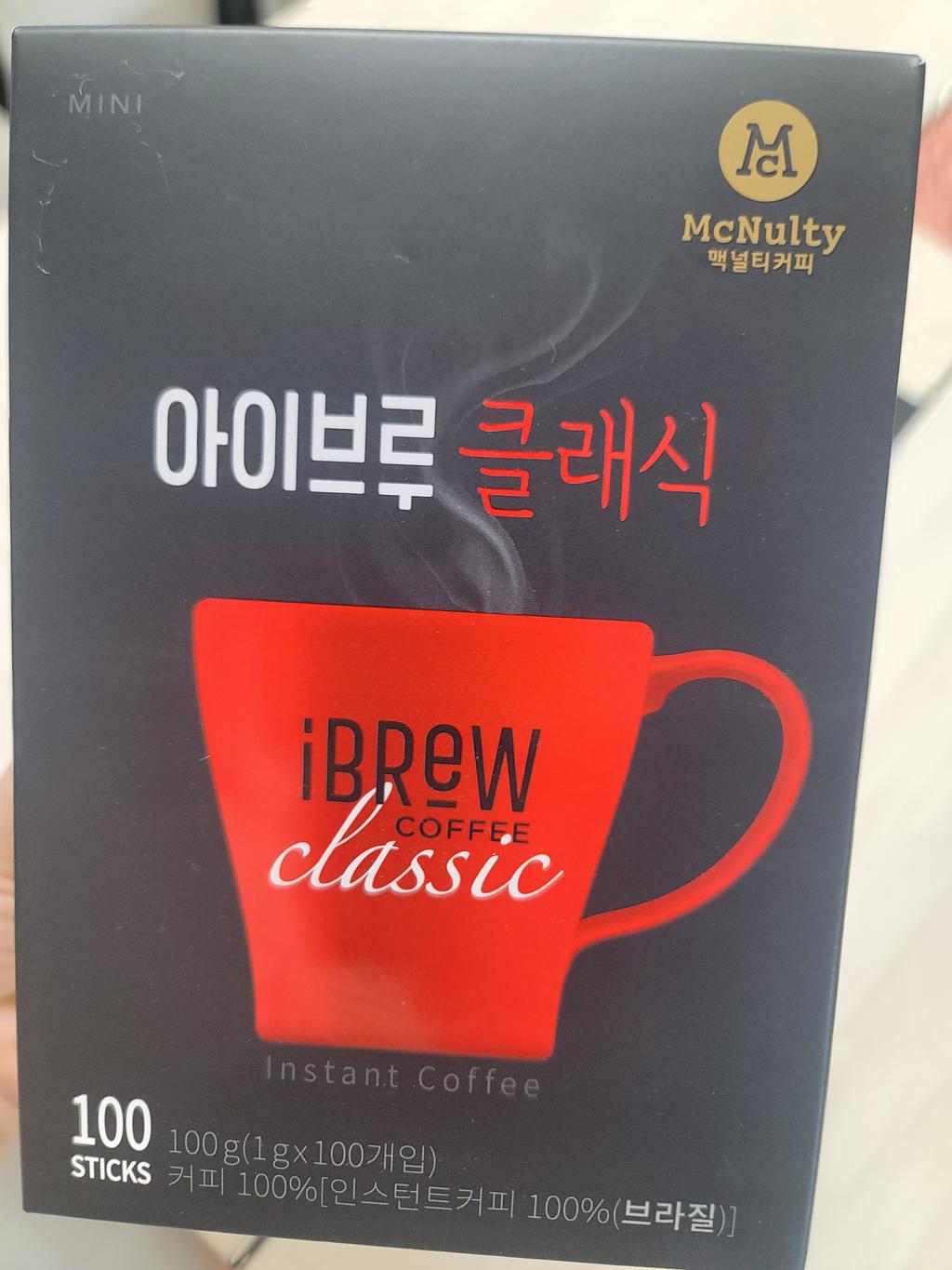 맥널티 iBrew Classic 아이브루 클래식 100스틱 인스턴트 커피 상자