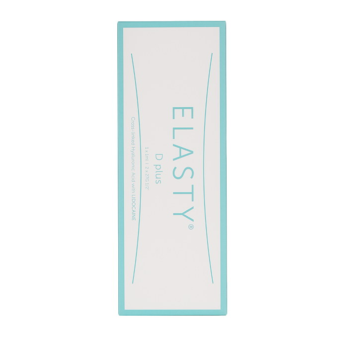 ELASTY D plus 필러 포장 청록색 테두리의 ELASTY D plus 필러 제품 상자