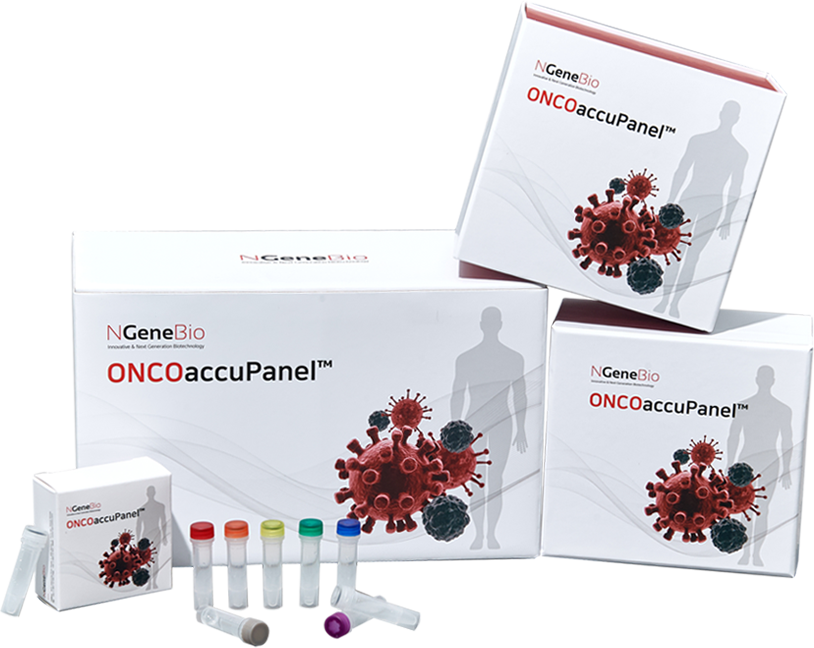 NGeneBio ONCOaccuPanel 검사 키트와 튜브 ONCOaccuPanel 상자와 색상 캡 검사 튜브