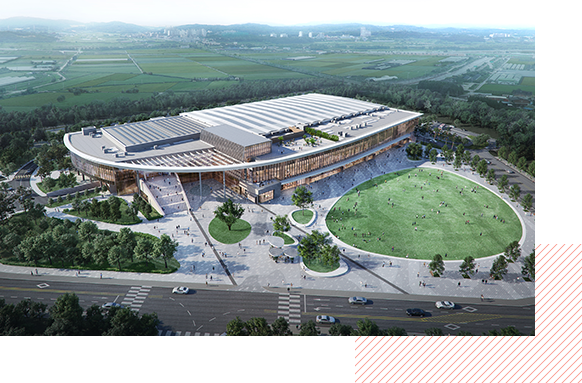 메쎄이상이 VENUE 사업의 운영 대상으로 제시하는 청주OSCO. 청주OSCO 전시장
